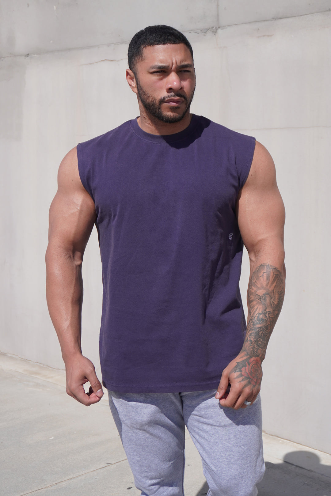 Retro Oversized Muscle Tee - Washed Navy