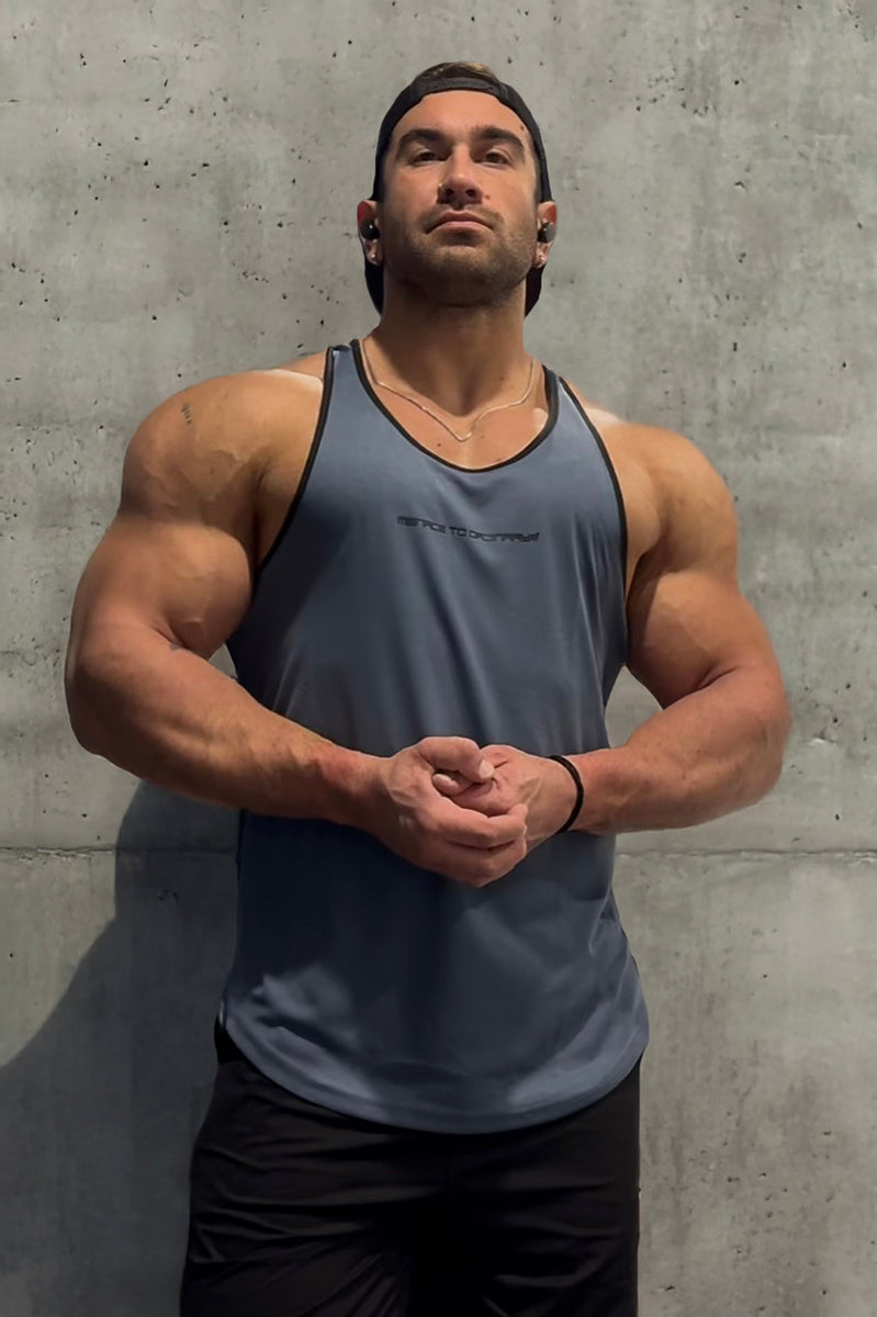 Fast-Dry Bodybuilding Workout Stringer - Gray with Black