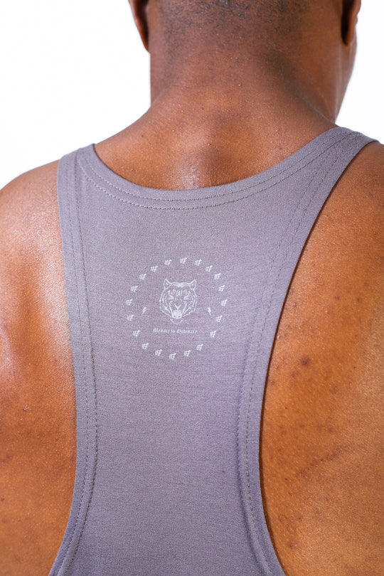 Classic Bodybuilding Racerback Stringer - Quote Gray