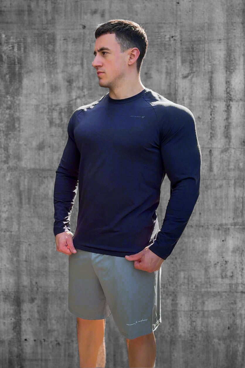 Titan Muscle-Fit Long Sleeve T-Shirt - Navy