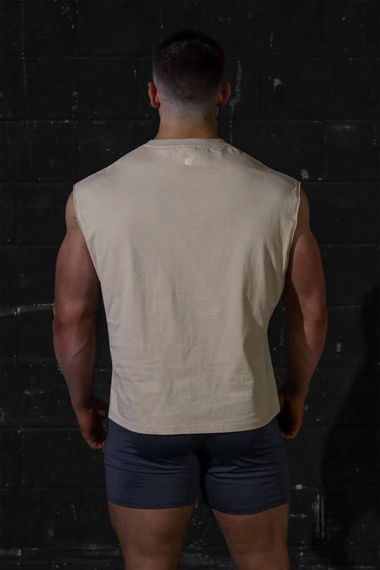 Box Cut Muscle Tee - Light Khaki