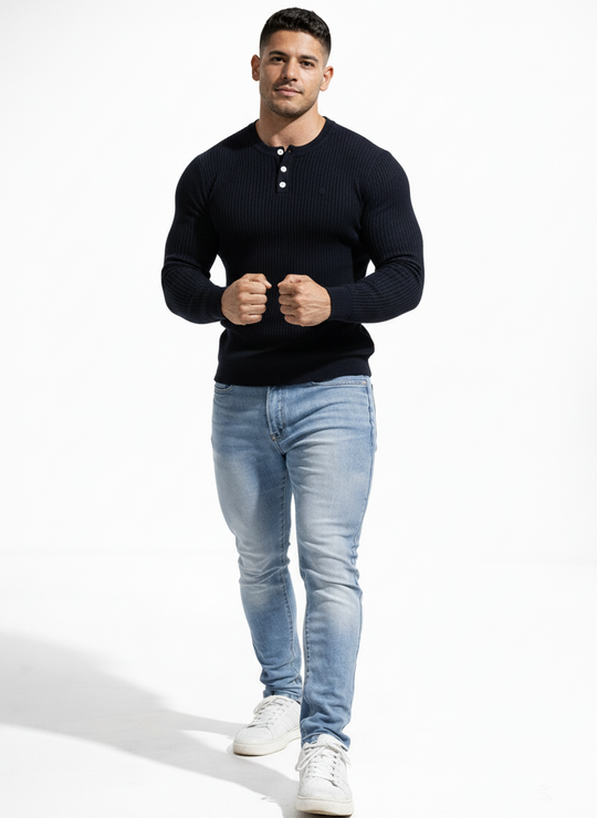 Men's Premium Fitted Stretchy Jeans - Faded Blue