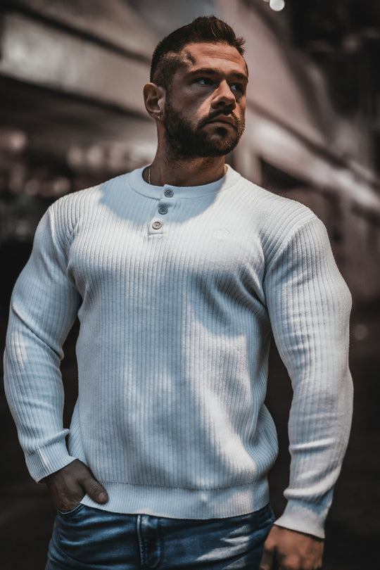Classic Henley Sweater - Cream