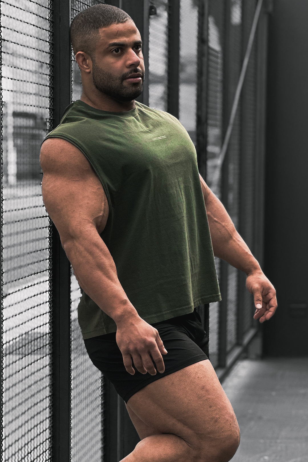 Box Cut Muscle Tee - Forest Green