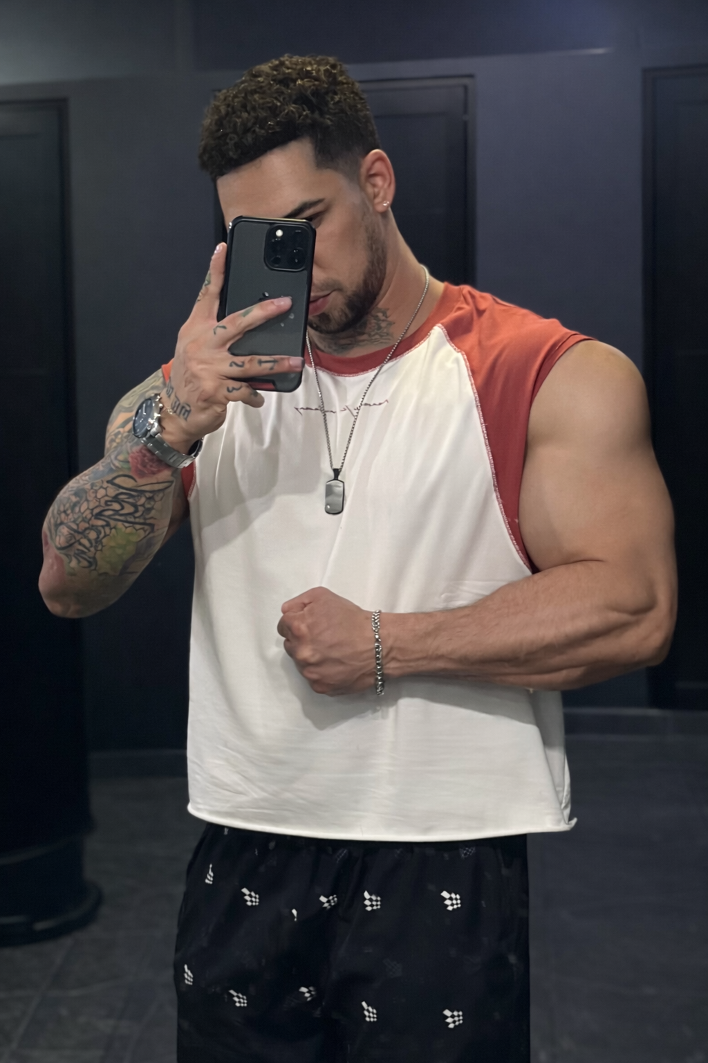 Raglan Sleeveless Tank Top - Brick Red