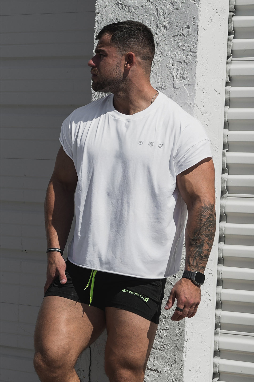 Oversized Raw-Cut Cropped Tee - White