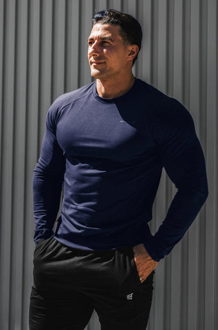 Titan Muscle-Fit Long Sleeve T-Shirt - Navy