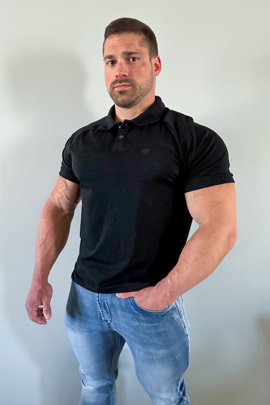 Muscle Fit All-Day Polo T-Shirt - Onyx Black
