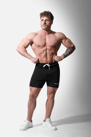 Agile Plus 5.5'' Bodybuilding Shorts w Zipper Pockets - Black - Jed North