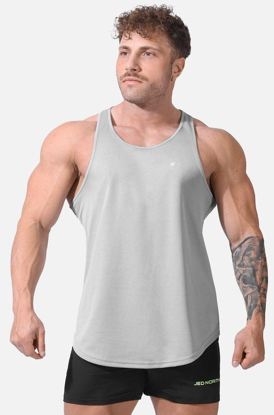 Fast-Dry Bodybuilding Workout Stringer - Silver - Jed North
