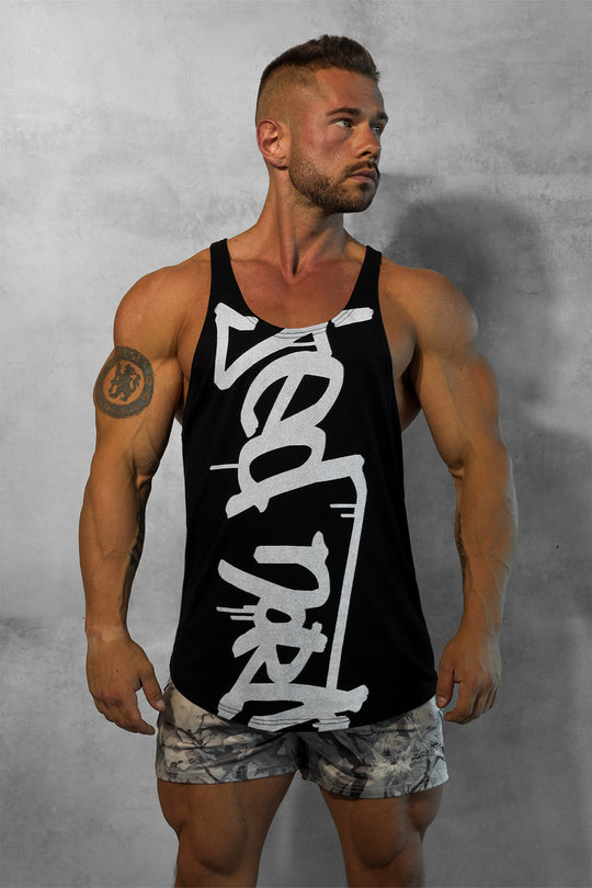 Classic Bodybuilding Racerback Stringer - Black w/ Logo
