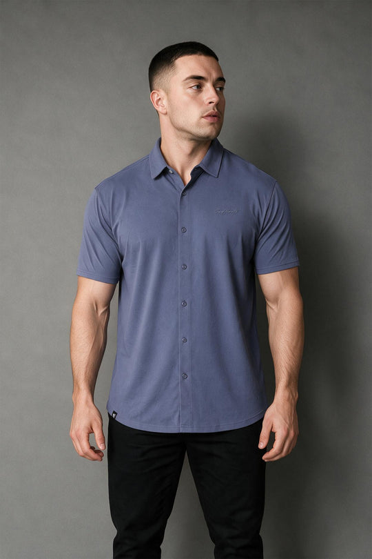 Premium Stretch Button-Up Shirt - Dusty Periwinkle