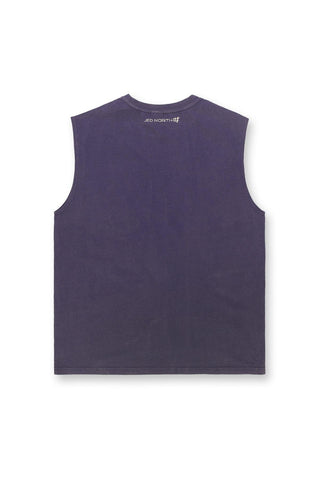 Oversized Washed Sleeveless T-Shirt - Washed Navy