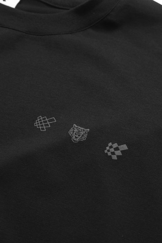 Oversized Raw-Cut Cropped Tee - Black