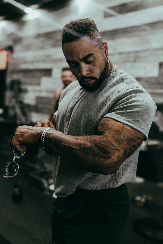 Waffle Henley T-Shirt - Light Gray