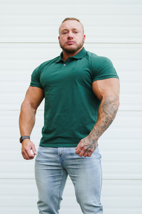 Muscle Fit All-Day Polo T-Shirt - Evergreen
