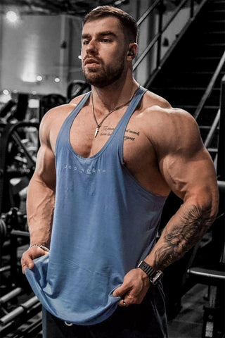 Classic Bodybuilding Racerback Stringer - Blue - Jed North