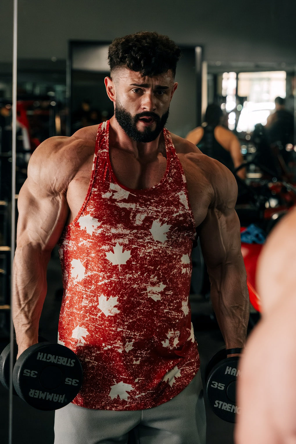 Graphic Muscle Stringer - Red Maple Leaf