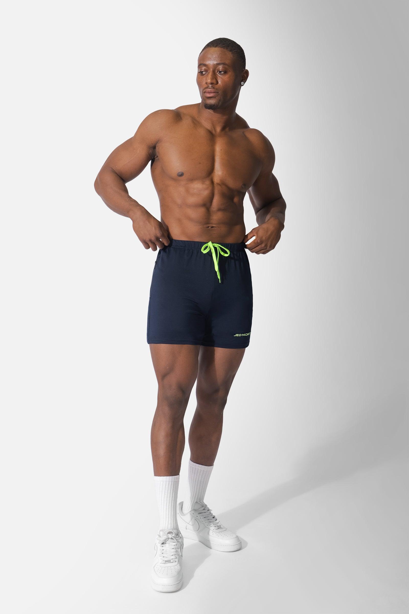 Agile Bodybuilding 4'' Shorts w Zipper Pockets - Navy Blue - Jed North